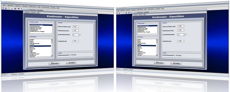 PhysProf - Kondensator - Kapazität - Elektrische Kapazität - Permittivität - Dielektrizitätskonstante - Permittivitätszahl - Zweiplattenkondensator - Kugelkondensator - Zylinderkondensator - Kugel - Tabelle - Rechner - Doppelleitung - Plattenabstand - Berechnen - Formel - Formelzeichen - Kondensatorplatten - Konstanten - Geladene Körper - Oberflächenladung - Dielektrikum