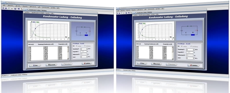 PhysProf - Kondensatoren - Ladung - Entladung - Laden - Entladen -  Elektrische Ladung - Spannung - Strom - Stromstärke - Kapazität - Widerstand - Ladezeit - Entladezeit - Ladedauer - Diagramm - Formeln - Berechnen - Kennlinie - Rechner - Berechnung - Darstellen