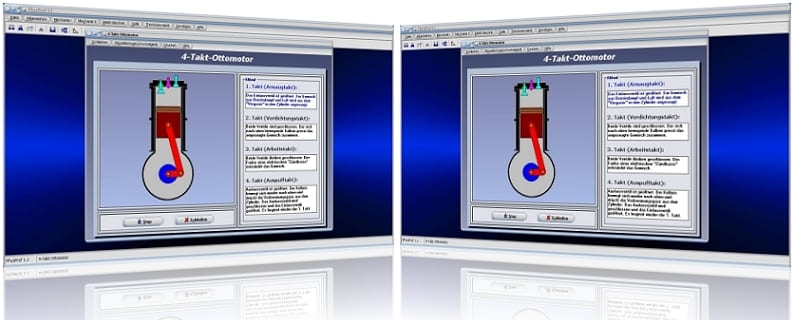 PhysProf - Viertakt - Ottomotor - Wirkungsweise - Arbeitsweise - Takte - Simulation - Animation - Takte - Ansaugtakt - Verdichtungstakt - Auspufftakt - Arbeitstakt - Prozesse - Prozessabläufe