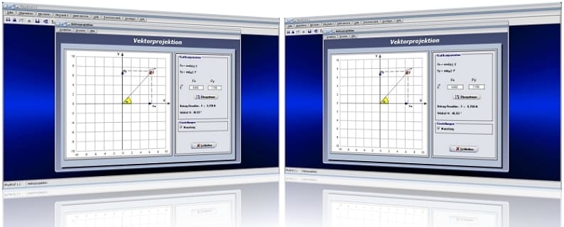 PhysProf - Projektion von Vektoren - Physikalischer Vektor - Vektorprojektion - Resultierende - Kraft - Kräfte - Resultierende Kraft - Kräftezerlegung - Kraft - Resultierende - Vektorzerlegung - Berechnung - Darstelllen - Grafisch - Arbeitsblatt - Arbeitsblätter - Unterrichtsmaterial - Unterrichtsmaterialien - Richtung - Winkel - Pfeil - Pfeile