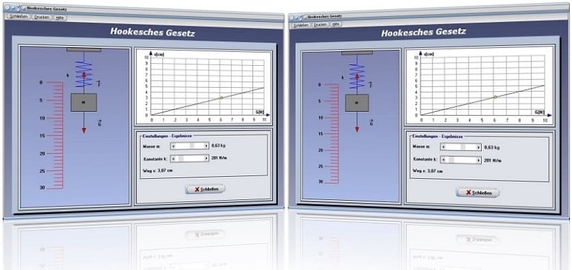 PhysProf - Hookesches Gesetz - Feder - Berechnen - Beispiel - Kraft - Weg - F - s - Diagramm - Masse - Konstante - Federkraftmesser - Federspannkraft - Federberechnung - Zugfeder - Federhärte - Federsteifigkeit - Direktionskonstante - Federgesetz - Rechner - Diagramm