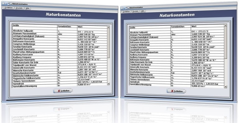 PhysProf - Naturkonstanten - Liste - Physik - Tabelle - Physikalische Konstanten - Formelzeichen - Absoluter Nullpunkt - Atomare Masseneinheit - Lichtgeschwindigkeit (Vakuum) - Avogadro-Konstante - Boltzmann-Konstante - Compton-Wellenlänge - Faraday-Konstante - Loschmidt-Konstante - Plancksches Wirkungsquantum