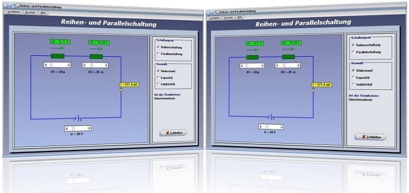 PhysProf - Reihenschaltung - Widerstand - Reihenschaltung von Widerständen - Widerstand bei Reihenschaltung - Strom - Spannung - Schaltung - Leitwert - Widerstandsberechnung - Elektrischer Stromkreis - Gleichstromkreis - Wechselstromkreis - Gleichstrom - Stromstärke - Widerstände - Rechner - Berechnen