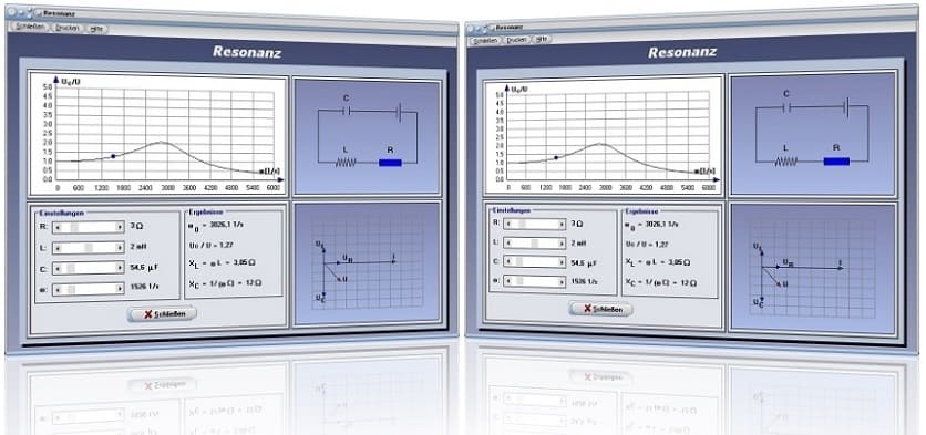 PhysProf - Resonanz - Resonanzkurve - Wirkwiderstand - Widerstand - Induktiver Widerstand - Kapazitiver Widerstand - RLC-Kreis - Diagramm - Resonanzfrequenz - Kreisfrequenz - Induktivität - Kapazität - Kondensator - Spule - Rechner - Berechnen - Berechnung - Darstellen