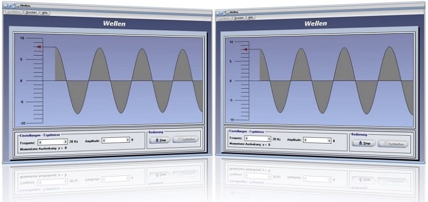 PhysProf - Wellen - Transversalwellen - Phase - Elongation - Frequenz - Amplitude - Simulation -  Wellenlänge - Longitudinalwelle - Transversalwelle - Mechanische Welle -  Querwellen - Längswellen - Richtung - Rechner - Berechnen - Auslenkung - Ausbreitungsrichtung - Ausbreitungsgeschwindigkeit