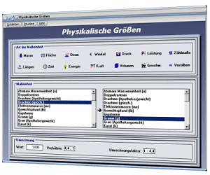 PhysProf - Größen - Einheiten - Maßeinheiten - Maße - Maßangaben - Tabelle - Maßumrechner - Maßumwandlung - Maßumrechnung - Umrechnen - Umwandeln - Umrechnung - Umwandlung - Einheiten umrechnen - Größenrechner - Streckeneinheit - Längeneinheiten - Gewichtseinheiten - Flächeneinheiten - Volumeneinheiten - Größeneinheiten - Einheit - Physikalische Größen - Rechner - Umrechnen - Berechnen