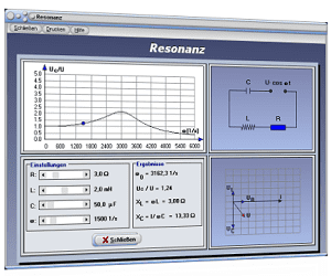 PhysProf - Resonanzfrequenz - Kreisfrequenz - Induktivität - Kapazität - Frequenz - Resonanz - Dämpfung - Diagramm - Ohmscher Widerstand - Elektrische Schwingung - Induktiver Widerstand - Kondensator - Spule - Rechner - Berechnen 