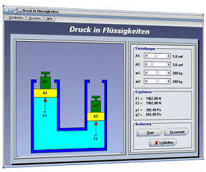 PhysProf - Druck - Kraft - Auflagedruck - Druck berechnen - Fläche - Verhältnis - Formel - Flüssigkeit - Naturwissenschaftliche Grundlagen - Statischer Druck - Physikalischer Druck - Drücke - Wirkung - Physik - Physikalisch - Gesetzmäßigkeiten - Kolbendruck - Flächenverhältnis - Hydraulik - Bild - Beispiel - Grafik - Berechnung - Rechner 