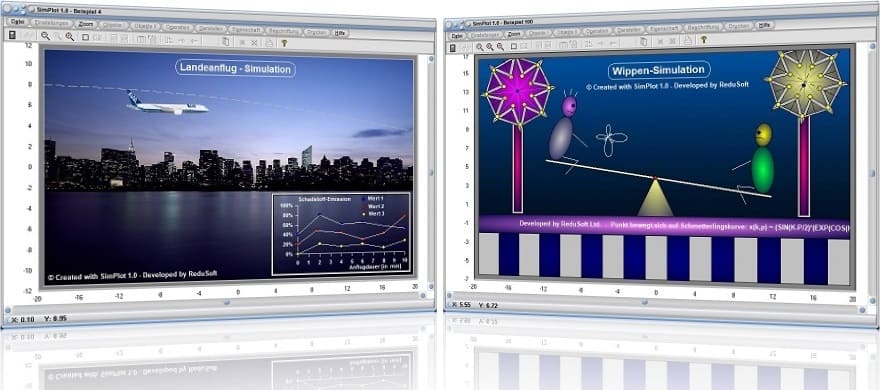 SimPlot 1.0 - Screenshots von Animations-Beispielen, welche mit SimPlot erzeugt wurden