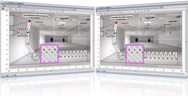 SimPlot - Hebel - Gelenke - Roboter - Arme - Software - Diagramm - Simulation - Animation - Programme - Struktur - Strukturdiagramm - Kurve - Plotten - Plotter - Darstellen - Grafik - Rechner