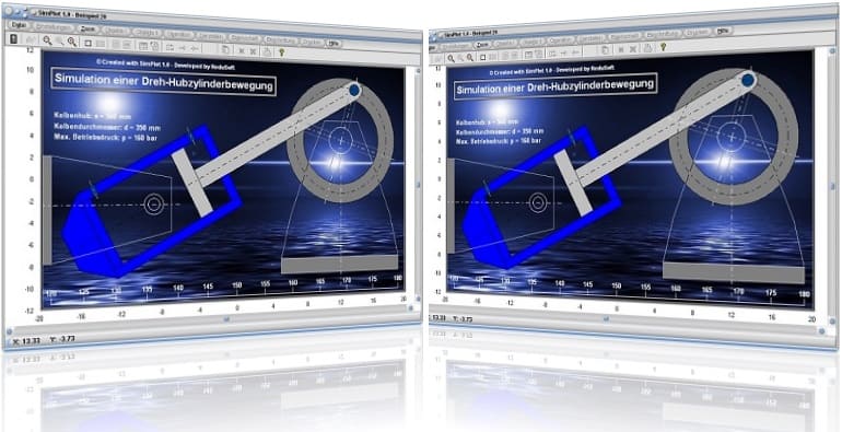 SimPlot - Hub - Zylinder - Grafik - Animation - Bewegung - Technische Animationen - Automatisch - Federung - Bewegung - Steuerung - Software 