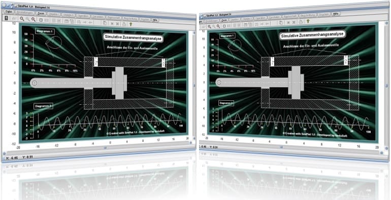 SimPlot - Kolben - Zylinder - Animation - Grafik - Zeichnen - Zeichnungen - Technisch - Einfluss - Analyse - Analysieren  - Grafiken - Plotten - Animieren