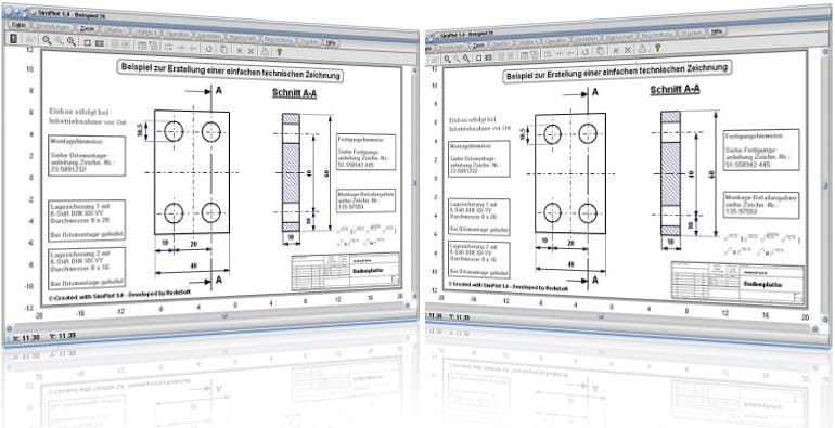 SimPlot - Zeichnung - Plotten - Grafik - Software - Rechner - Darstellen - Illustration - Illustrieren - Anwendung - Technik - Technisch - Schnitt - Grafik