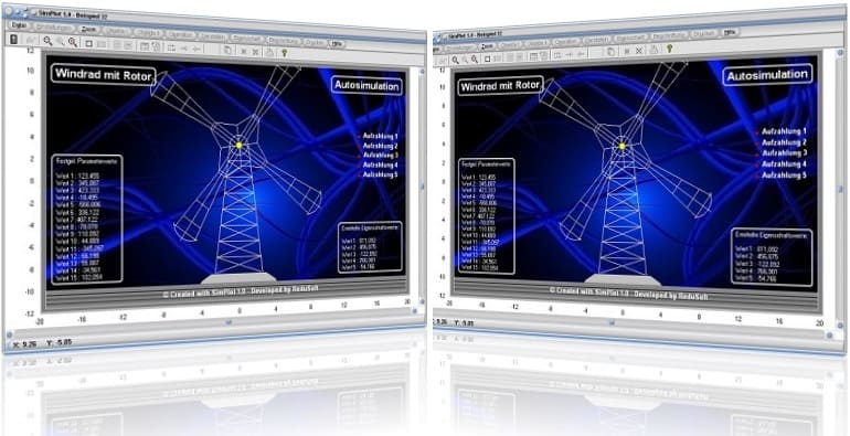 SimPlot - Windräder - Technik - Grafiken - Simulationen - Mathematik - Physik - Mathematisch - Physikalisch - Technisch - Interaktive Elemente - Interaktive Grafiken - Infografik - Präsentationen 