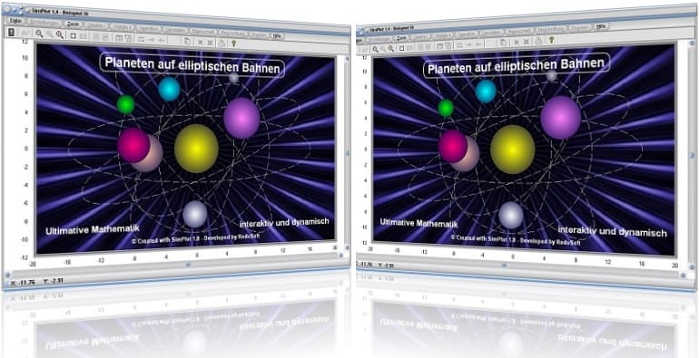 SimPlot  - Bahnen - Elliptisch - Bewegen - Punkte - Rotieren - Drehen - Figuren - Funktion - Modelle - Modellierung - Erstellen - Animiert - Grafik - Simulieren