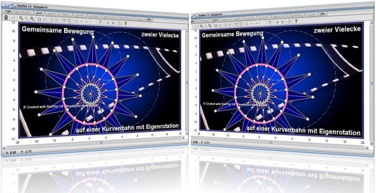 SimPlot - Stern - Polygon - Vieleck - Animationen - Daten - Auswertungen - Bilder - Grafiken - Forschung - Technik - Technisch - Grafik - Bilder - Schaubild - Plotter - Software - Techniken - Schaubilder - Wissenschaften - Forschung - Computeranimation - PC - Simulieren - Synchrone Bewegung - Schrittfolge - Schrittsteuerung