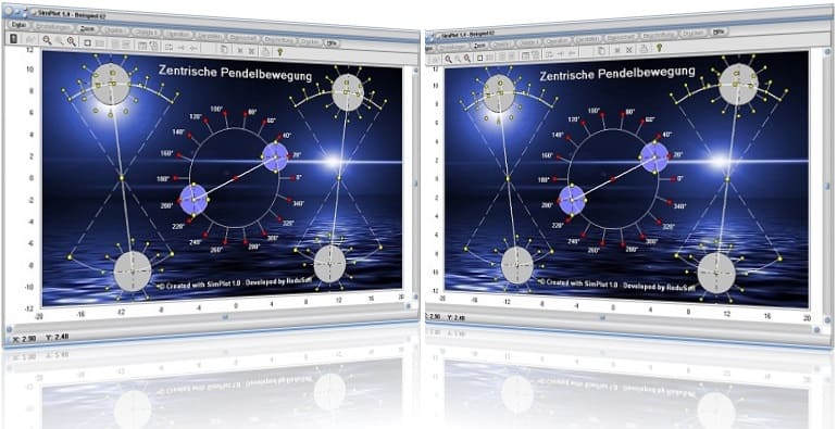 SimPlot - Animationen - Zeichnung - Bewegen -  Bilder - Grafiken - Datenvisualisierung - Animationsprogramm - Plotter - Graph - Bewegungsabläufe - 2D - Bewegen - Geradlinige Bewegung - Krummlinige Bewegung - Drehbewegung - Kreisförmige Bewegung