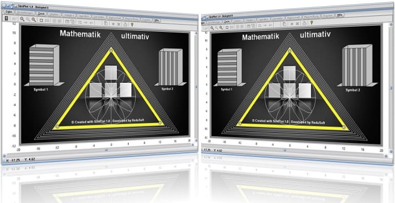 SimPlot - Dreiecke - Programm - Plot - 2D - Grafik - Simulation - Darstellung - Bild - Plotter - Rechner - Berechnung - Bahn - Zeit - Diagramm - Simulator - Illustration