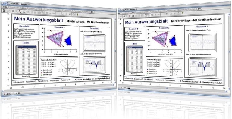 SimPlot - Bilder - Mathematik - Physik - Auswertung - Blatt - Muster - Vorlage - Software - Programm - Diagramm - Dynamisch
