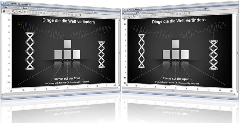 SimPlot - Software - Programm -Grafisch - Grafiken - Plotten - Darstellen - Physikalisch - Mathematisch - Technisch - Zusammenhänge - Analyse  - Anwendung - Physik - Darstellen - Illustration - Illustrieren