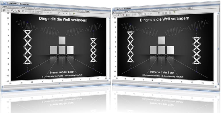 SimPlot - Software - Programm -Grafisch - Grafiken - Plotten - Darstellen - Physikalisch - Mathematisch - Technisch - Zusammenhänge - Analyse  - Anwendung - Physik - Darstellen - Illustration - Illustrieren