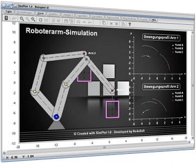 SimPlot - Gelenk - Hebel - Gelenkhebel - Simulation - Steuerung - Grafik - Plotter - Darstellen - Bewegen - Translation - Rotation - Technik - Technisch