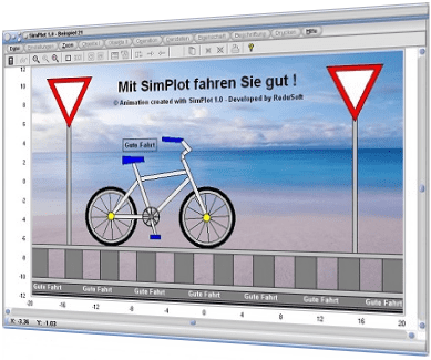 SimPlot - Programm - Punktbewegung - Abläufe - Richtung - Bewegungsrichtung - Modell - Steuern - Rotieren - Drehen - Figuren - Funktion - Modelle - Rotierende Bilder - Rotierende Objekte - Darstellen - Bild - Bilder