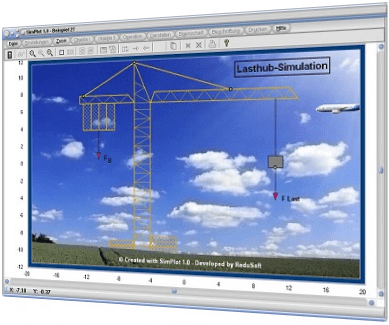 SimPlot - Kran - Bewegung - Simulation - Last - Hub - Kranarm - Darstellung - Geometrie - Prozessablauf - Präsentation - Grafik