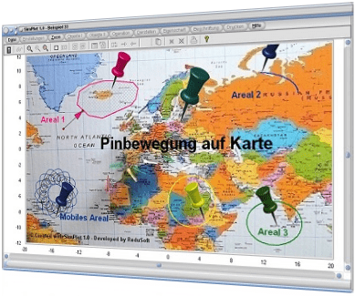 SimPlot - Karte - Bewegung - Pins - Simulation - Simulieren - Animation - Bewegung - Computeranimation - Zeitsteuerung - Grafik