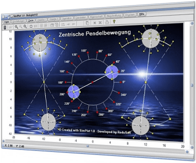 SimPlot - Pendel - Kreis - Bewegung - Schaubilder - Wissenschaft - Forschung - Technik - Technisch - Grafik - Bilder - Schaubild - Plotter - Grafik - Plotter - Physikalisch