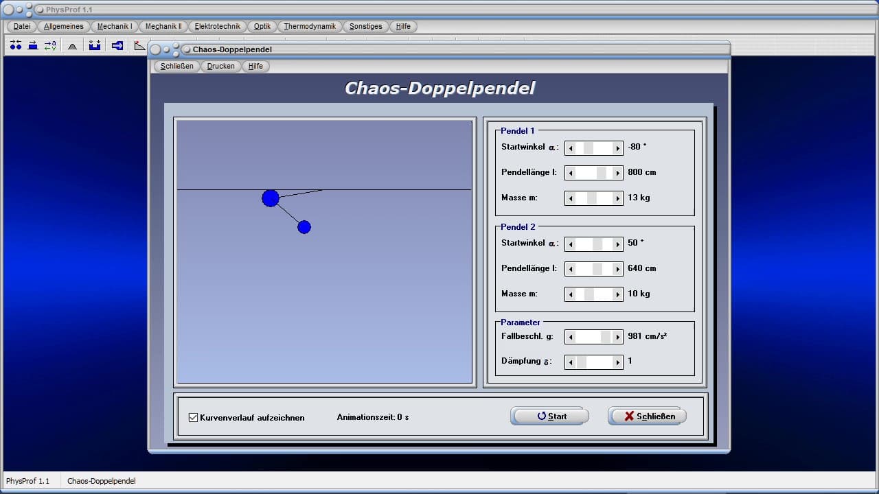 PhysProf 1.1 - Chaotisches Doppelpendel - Simulation