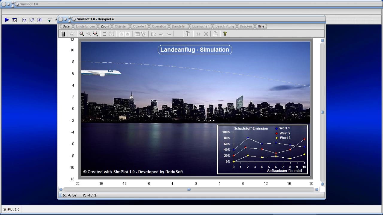 SimPlot 1.0 - Landeanflug eines Flugzeugs