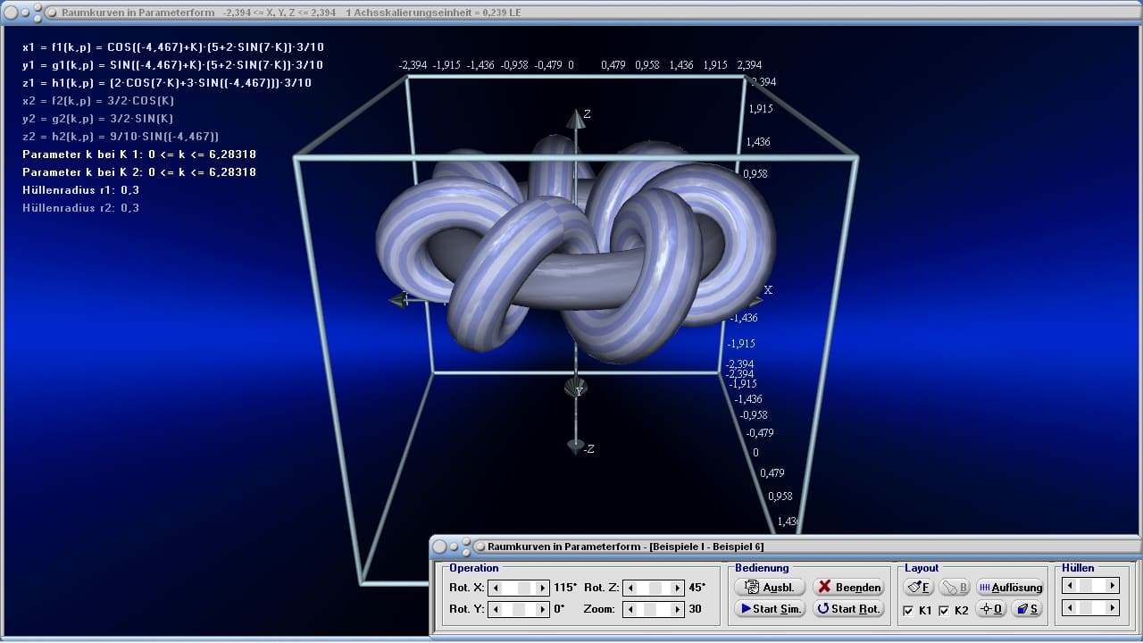 Raumkurven in Parameterform - Bild 3 - Räumliche Kurven - Bogenlänge - Bahnkurven - Raum - Räumlich - Plotten - Funktion - Gleichung Parameter - Eigenschaften - Länge - Raumspirale - Raumkurve plotten - Parameterdarstellung - Konische Spirale - Grafik - Zeichnen - Plotter