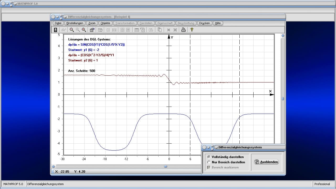 Differentialgleichungssystem - Bild 2 - Lineare DGL Systeme - Homogenes DGL-System - Lineares DGL-System - Numerisch - Lösen - Rechner - Graphen - Lösungen - Plotten - Graph - Berechnen - Grafisch - Zeichnen