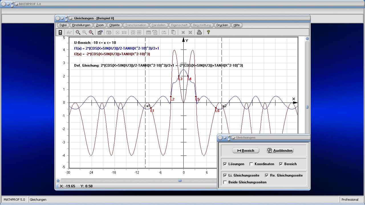 Gleichungen - Bild 2 - Grafisch - Rechner - Lösen - Plotter - Tabelle - Werte - Zwei Funktionen - Gleichungen höherer Ordnung - Gleichungsrechner - Funktionsplotter - Graphen - Lösungen - Plotten - Graph - Berechnen - Grafik - Zeichnen