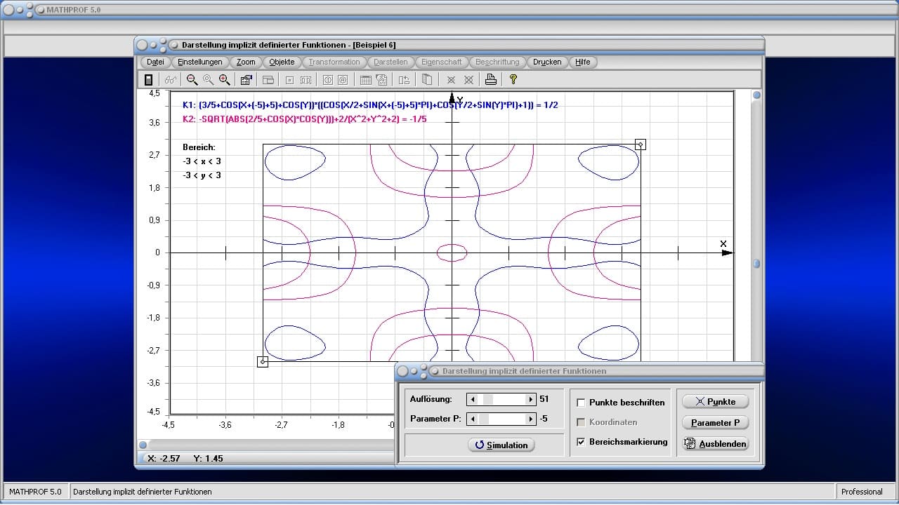 Implizite Funktionen - Bild 3 - Kurvendarstellung - Implizit - Plotter - Plotten - Funktionen mit 2 Variablen - Zeichnen - Darstellen - Implizite Funktionsgleichung - Implizite Funktionen plotten - Funktion mit zwei Variablen - Plotter - Zeichnen impliziter Funktionen - Funktionen mehrerer Veränderlicher