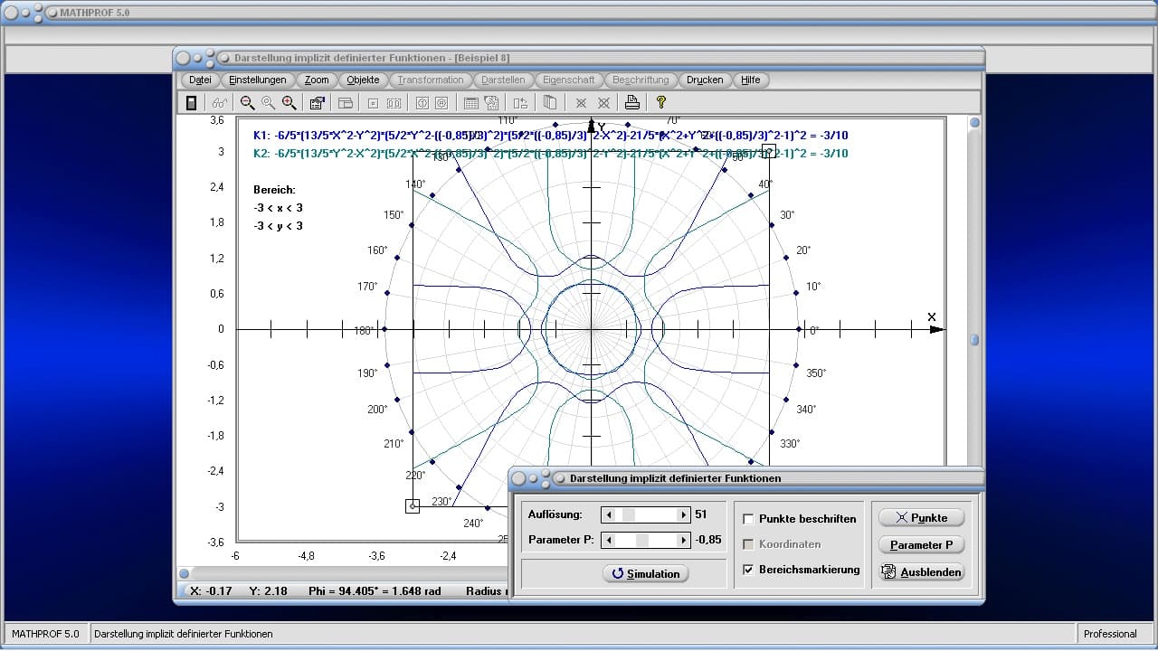 Implizite Funktionen - Bild 4 - Implizit - Funktion - Gleichung - Implizite Gleichung - Implizite Kurven - Implizite Darstellung - Zwei Variablen - Kurven - Graph - Plotter - Zeichnen - Gleichung - Plotten - Grafisch - Darstellung - Darstellen