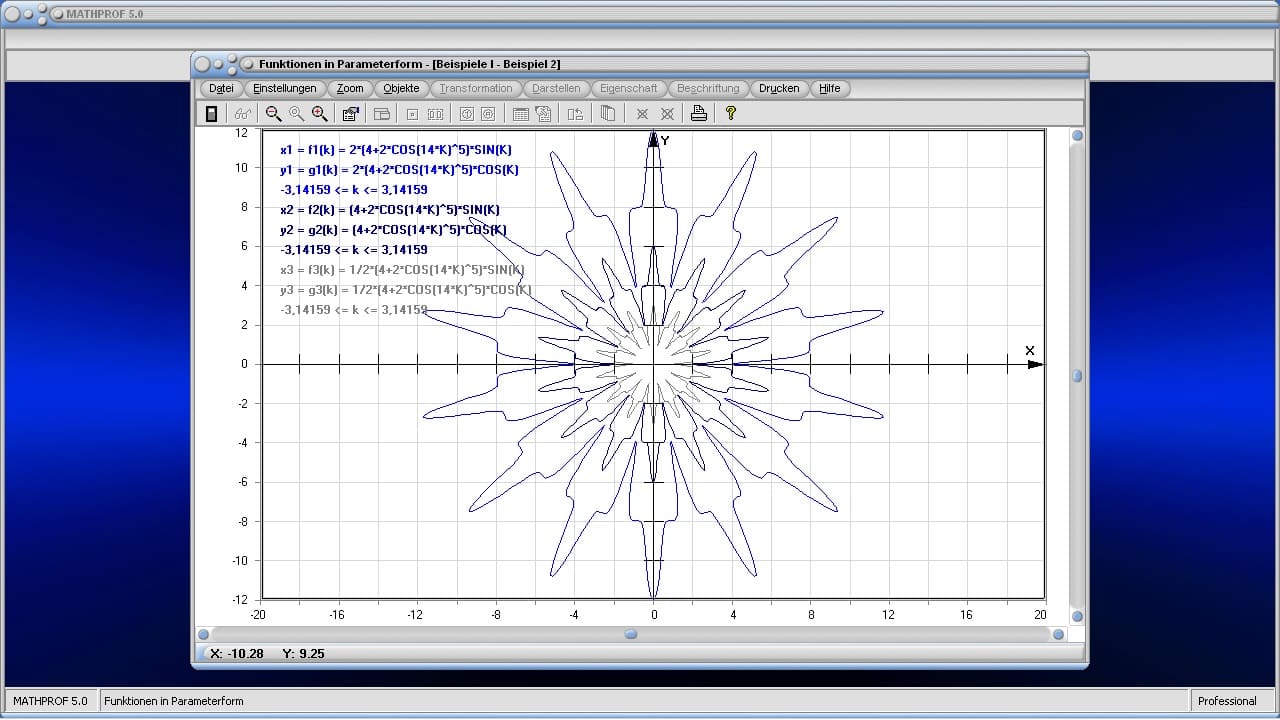 Parameterdarstellung von Funktionen - Bild 3 - Parametrisierte Kurve - Ableitung - Parametrisierung - Funktionen - Parametrische Darstellung - 2D-Plot - Kurve - Parameter - Parameterkurven - Parametergleichung - Plot - Plotter - Rechner - Grafik - Zeichnen - Graph - Graphen