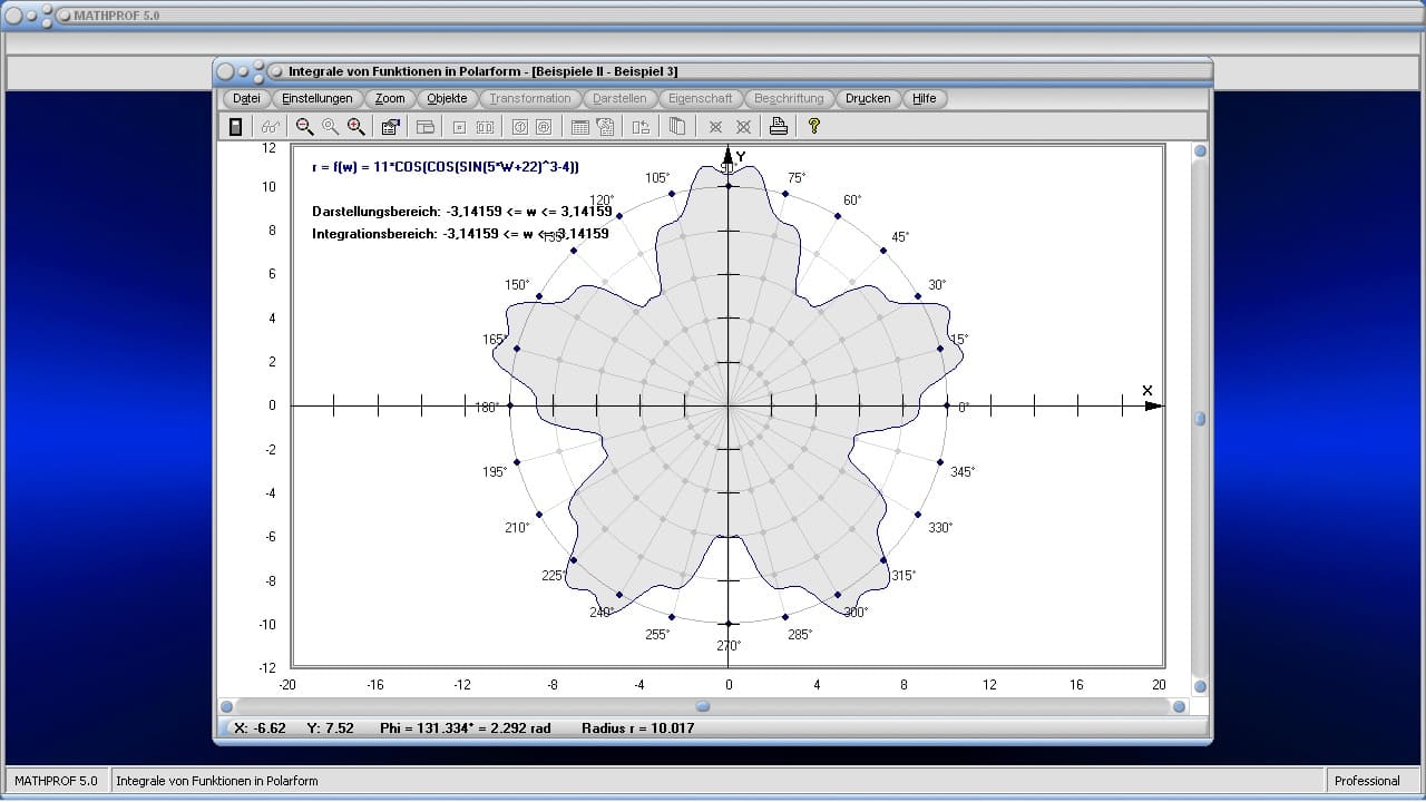 Integralrechnung - Bild 3 -  Integral - Funktion - Parameter - Parmaterform - Parameterfunktion - Bestimmtes Integral - Integrieren - Integralfunktion - Integralrechner - Schwerpunkt - Flächenschwerpunkt - Kurvenlänge - Bogenlänge - Flächenberechnung - Fläche unter Kurve - Absolute Fläche - Graph - Plotten - Grafisch - Bild - Grafik - Bilder - Darstellung - Berechnung - Rechner - Darstellen