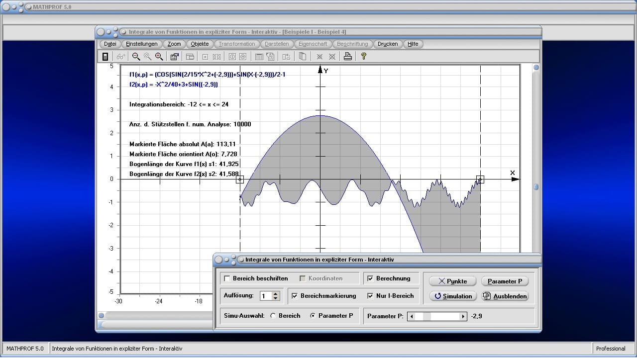 Integralrechnung - Bild 5 - Integrale - Numerische Berechnung - Stammfunktion - Stammintegral - Integrale numerisch lösen - Integrale berechnen - Integration - Bestimmtes Integral - Graphisches Integrieren - Grafische Integration - Integralrechnen - Fläche unter Graph - Fläche unter Kurve - Absolute Fläche - Fläche - Graph - Plotten - Grafisch - Bild - Grafik - Bilder - Darstellung - Berechnung - Rechner - Darstellen