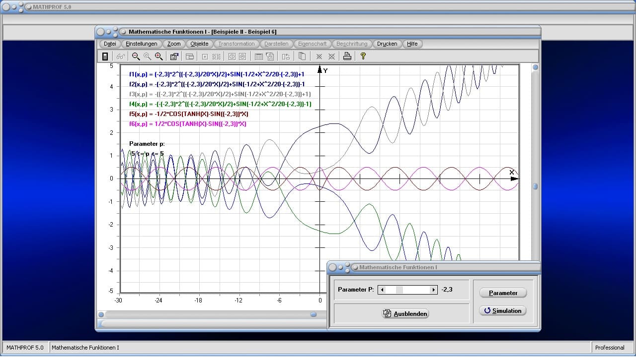 Kurven mathematischer Funktionen I - Bild 5 - Funktionsnalyse - Funktionsgraph plotten - 2D Plotter - 2D-Funktion - Funktionsrechner - Graph einer Funktion - Graphen - Grafische Darstellung - Funktionen plotten - Zeichnen - Mathematik - Kurve - Koordinaten - Werte - Parameter - Mathematisch - Sin(x) - Cos(x) - Plotten - Graph - Rechner - Berechnen - Grafik