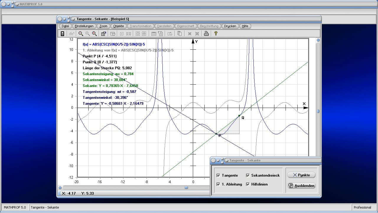 Tangente-Sekante - Bild 3 - Sekantenproblem - Steigungsverhalten - Funktion - Steigungsformel - Steigungswinkel einer Sekante - Steigung einer Tangente bestimmen - Steigung einer Sekante - Graph - Plotten - Grafisch - Bild - Grafik - Bilder - Darstellung - Berechnung - Rechner - Darstellen