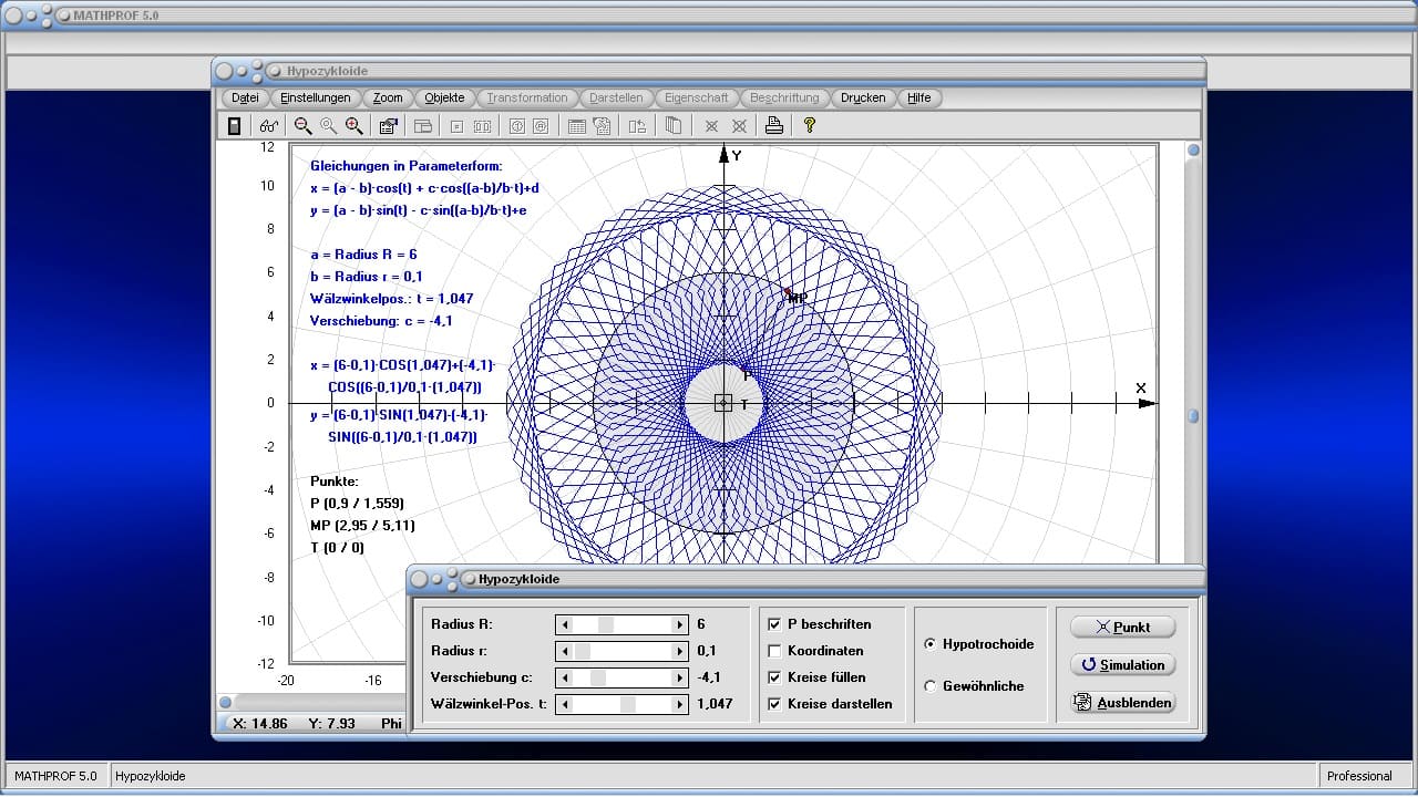 Zykloide - Epizykloide - Hypozykloide - Bild 2 - Rollkurve - Parameter - Gleichung - Funktion - Winkel - Kreis - Radius - Graph - Plotten - Grafisch - Bilder - Darstellung - Eigenschaften - Animation - Gleichung - Koordinaten - Formel - Rechner - Berechnen - Beispiel - Grafik - Zeichnen - Berechnung - Darstellen