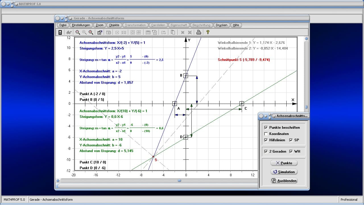 Gerade - Bild 1 - 2-Punkte-Form - Zwei Punkte - Lineare Funktion - Steigung - Gleichung - Lagebeziehung - Funktionsgleichung - Winkel - Gleichung - Bild - Darstellen - Plotten - Graph - Rechner - Berechnen - Grafik - Zeichnen - Plotter