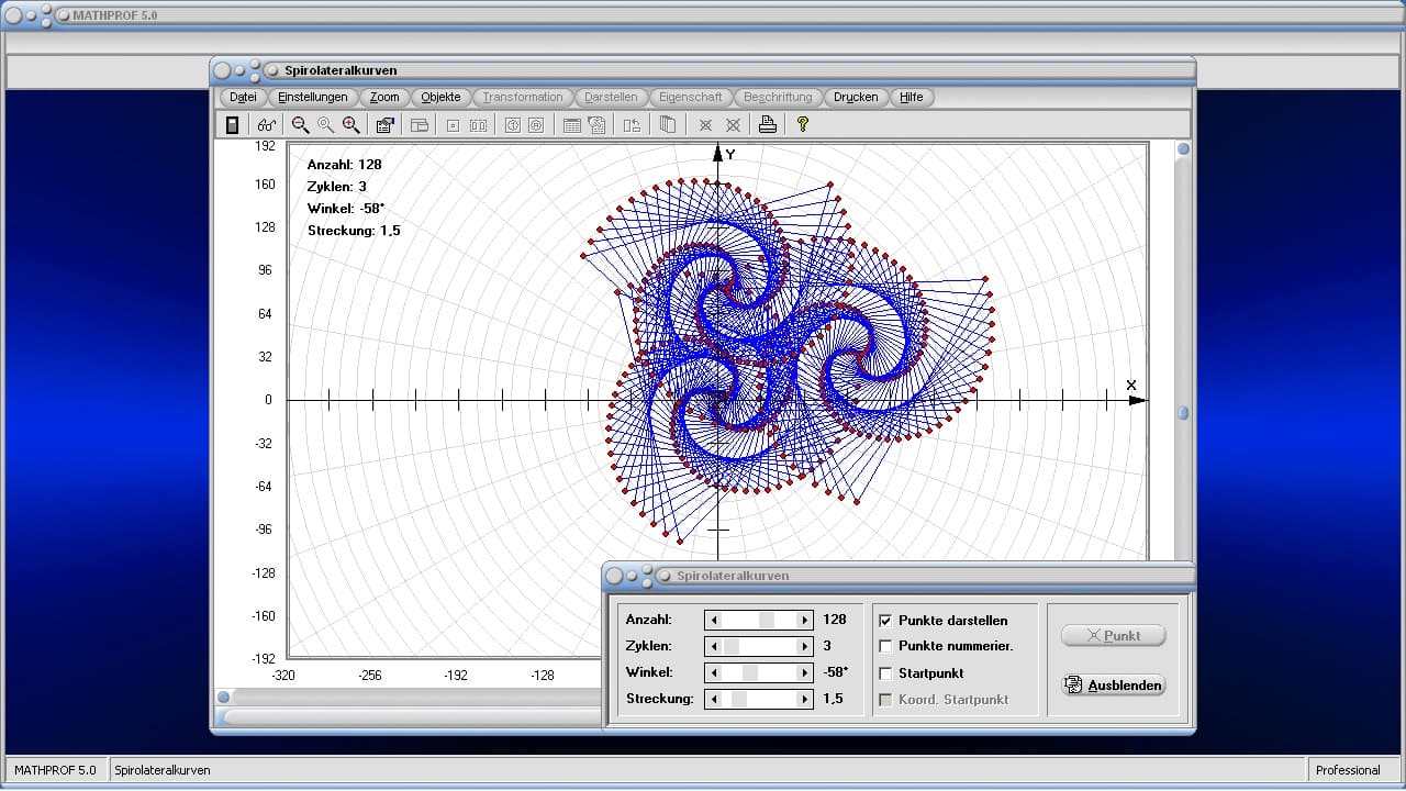 Spirolateralkurven - Bild 2 - Spirolaterale - Darstellen - Plotter - Graph - Spirolateral - Streckenzug - Polygonzug - Spiralen - Zyklen - Zeichnen - Berechnen - Winkel - Turtle - Grafik - Darstellen