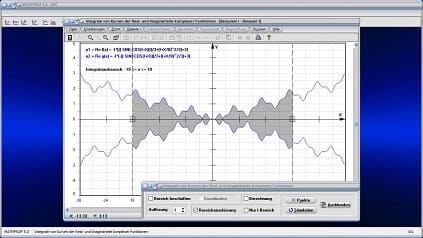 Komplex - Realteil - Imaginärteil - Integral - Bestimmtes Integral - Integrieren - Integralfunktion - Integralrechner - Schwerpunkt - Flächenschwerpunkt - Kurvenlänge - Bogenlänge - Flächenberechnung - Fläche unter Kurve - Absolute Fläche - Graph - Plotten - Grafisch - Bild - Grafik - Bilder - Darstellung - Berechnung - Rechner - Darstellen