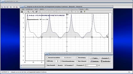 Komplex - Realteil - Imaginärteil - Integral - Funktion - Parameter - Parmaterform - Parameterfunktion - Bestimmtes Integral - Integrieren - Integralfunktion - Integralrechner - Schwerpunkt - Flächenschwerpunkt - Kurvenlänge - Bogenlänge - Flächenberechnung - Fläche unter Kurve - Absolute Fläche - Graph - Plotten - Grafisch - Bild - Grafik - Bilder - Darstellung - Berechnung - Rechner - Darstellen