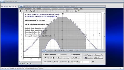 Komplex - Realteil - Imaginärteil - Integral - Fläche - Integrationsgrenze - Bereich - Intervall - Schwerpunkt  - Bogen - Orientierter Flächeninhalt - Integralberechnung - Integralgrenze - Integrieren - Graph - Plotten - Grafisch - Bild - Grafik - Bilder - Darstellung - Berechnung - Rechner - Darstellen
