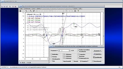 Komplex - Realteil - Imaginärteil - Funktion - 1. Ableitung - 2. Ableitung - 3. Ableitung - Punkte - Differenzieren - Extremwerte - Pole - Normale - Tangente - Krümmungsmittelpunkt - Krümmungszentrum - Krümmungsradius - Krümmung - Graph - Plotten - Grafisch - Bild - Grafik - Bilder - Darstellung - Berechnung - Rechner - Darstellen