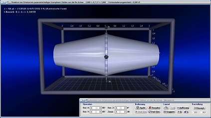 Ortskurven - Komplexe Zahlen - Komplex - Ortskurve - Rotationskörper - x-Achse - Drehkörper - Dreidimensional - 3D - Simulation - Rotation - Animation - Simulation - Integralrechnung - Rotationsintegral - Statisches Moment - Volumen - Rotationsvolumen - Mantelfläche - Mantel - Plotten - Graph - Grafisch - Bilder - Plot - Darstellung - Drehung - Drehachse - Plotter - Rechner - Berechnen